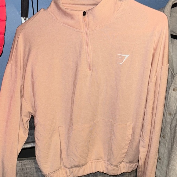Gymshark Tops - GYMSHARK Peach Quarter-Zip Pullover